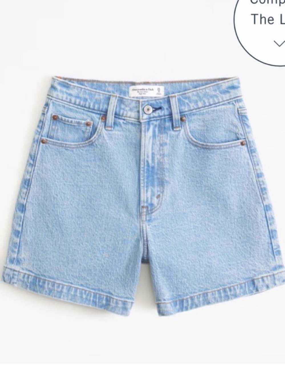 Abercrombie & Fitch Curve Love The Dad Short High Rise Denim Shorts Jean Light